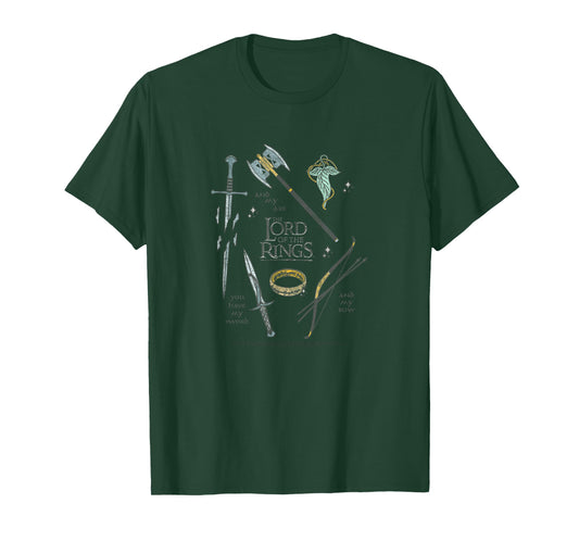 Lord of The Rings Fellowship Weapons Grid T-Shirt Small