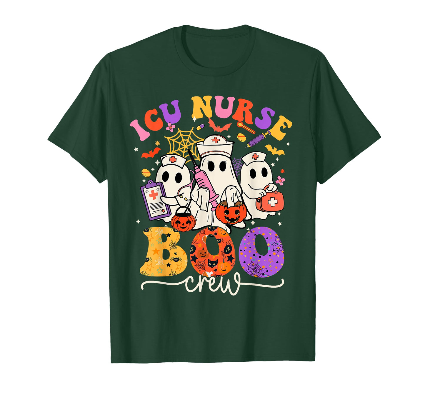 ICU Boo Crew Costume Funny Nurse Ghost Halloween T-Shirt