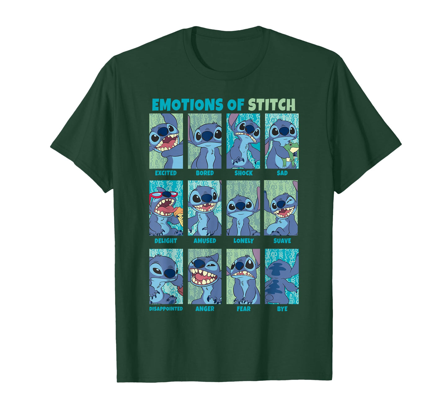 Disney Lilo & Stitch Emotions of Stitch Box Up Panels T-Shirt