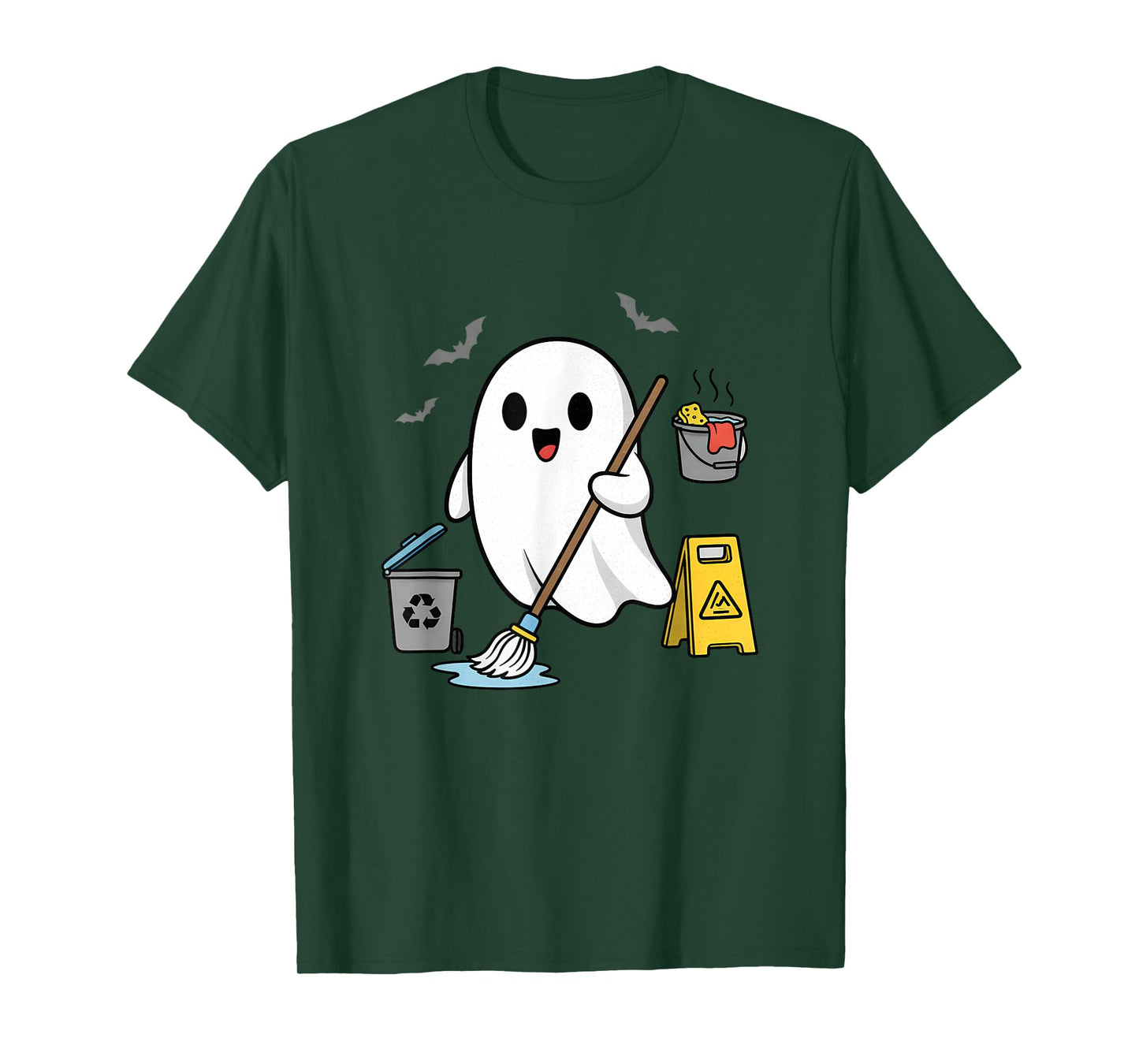 School Custodian Janitor Spooky Ghost Halloween Costume T-Shirt