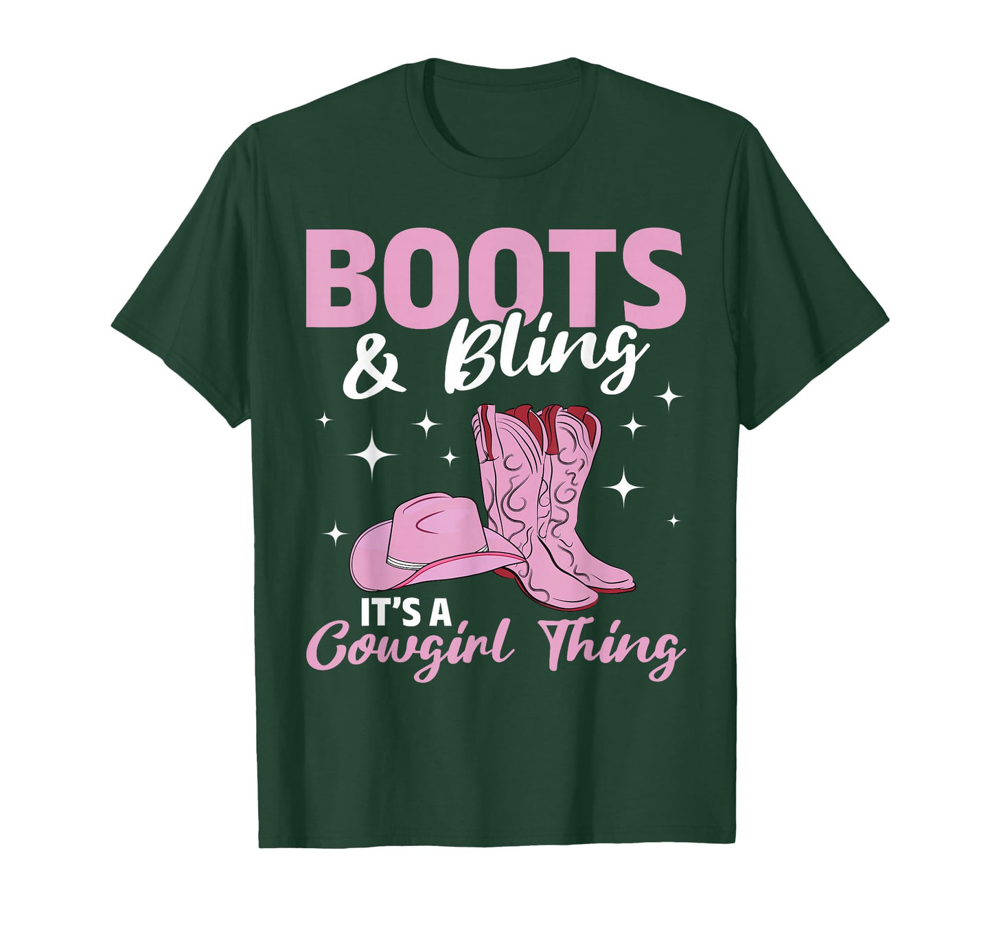 Rodeo Western Country Southern Cowgirl hat - Boots & Bling T-Shirt Small