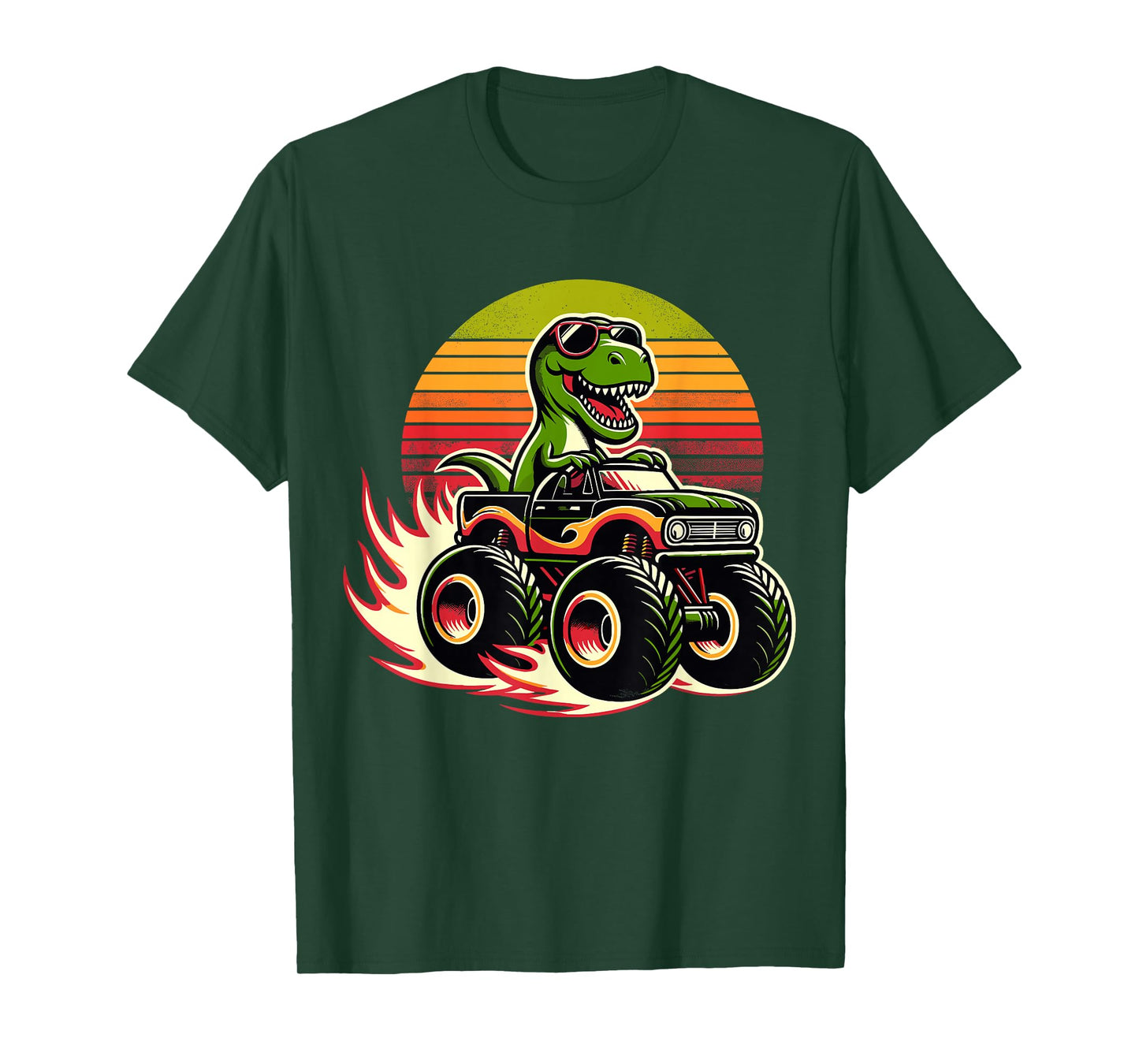 Dinosaur Sunglasses Retro Monster Truck T-Shirt