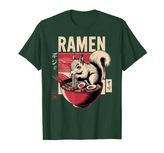 Anime Squirrel Manga Kawaii Otaku Japanese Ramen Squirrel T-Shirt