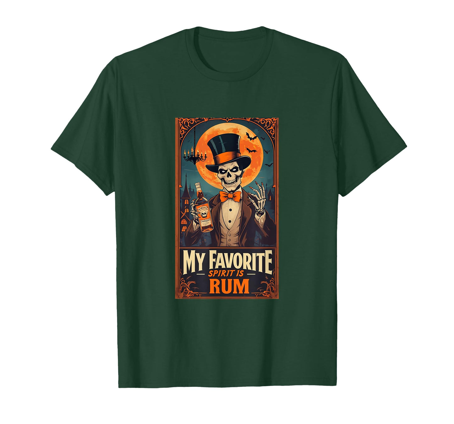 My Favorite Spirit Is Rum Skull Spooky Ghost Halloween T-Shirt