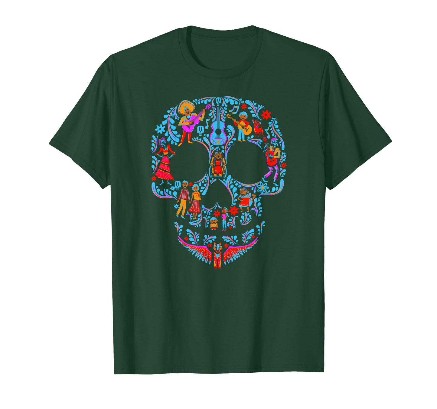 Disney Pixar Coco Classic Day Of The Dead Skull Collage Logo T-Shirt