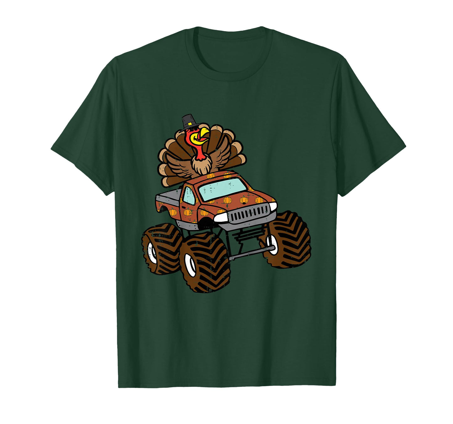 Kids Thanksgiving Turkey On Monster Truck Toddler Boys Kids Youth T-Shirt