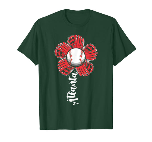 Cute Flower Atlanta Retro Baseball Lover Game Day T-Shirt
