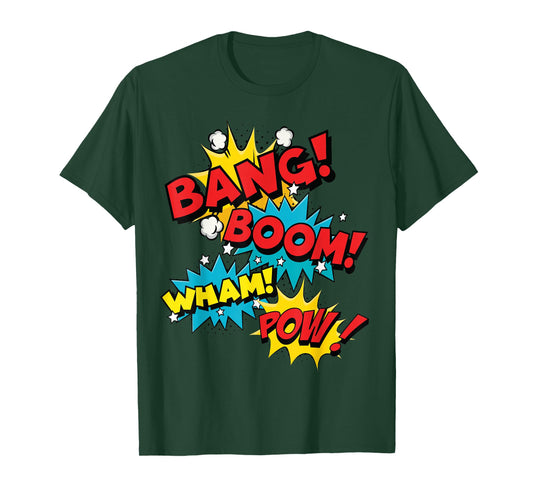 Bang Boom Pow Wham Comic Bubbles T-Shirt