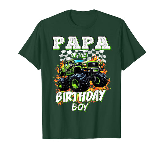 Papa of The Birthday Boy Monster Truck Birthday Kids T-Shirt