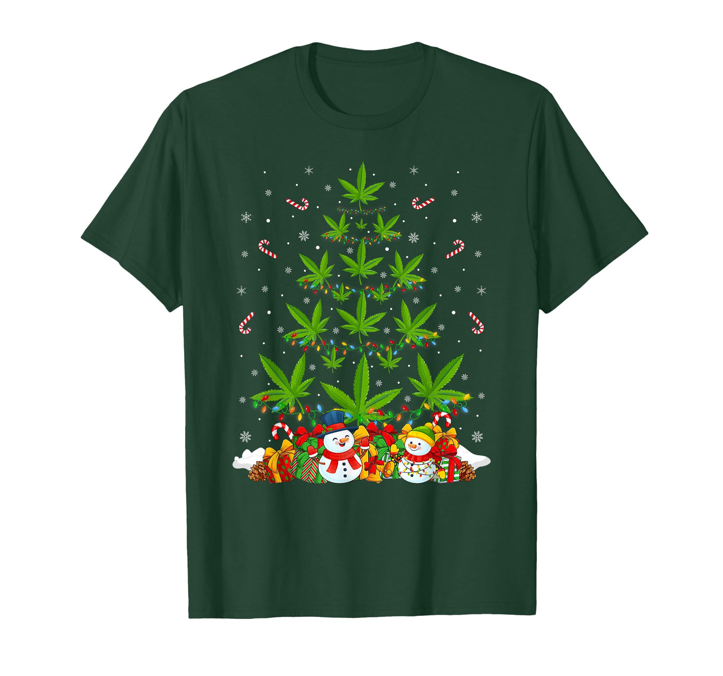 Marijuana Leaf Christmas Tree Cannabis Weed Stoner Xmas T-Shirt