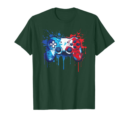 Patriotic Gamer - Red White Blue 4th of July Video Game T-Shirt