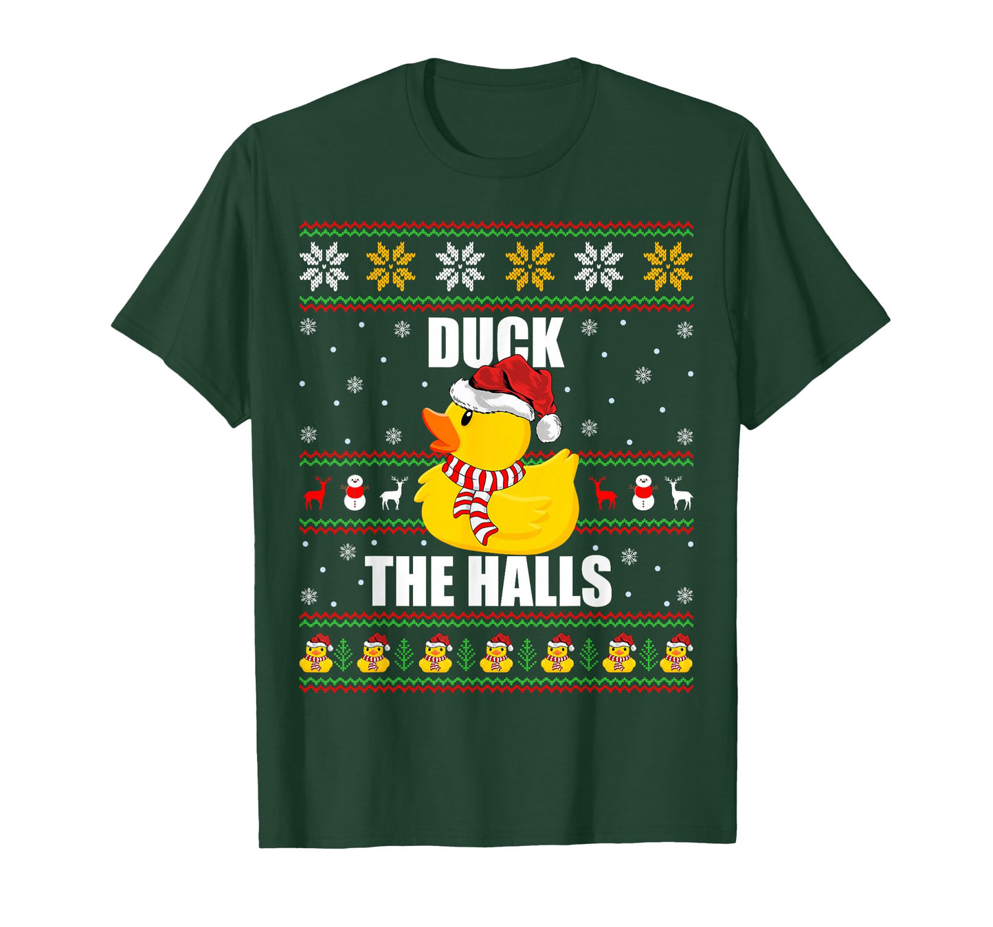 Ugly Xmas Sweater Style Funny Rubber Duck Christmas Pajamas T-Shirt