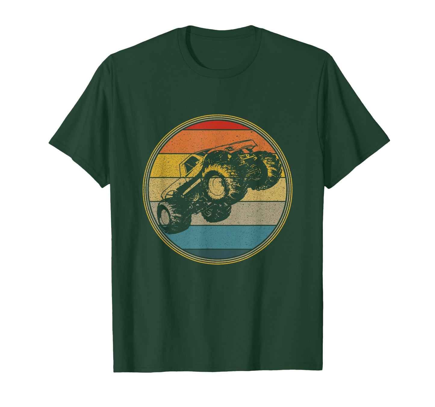 Monster Truck Vintage Retro Style Sun Design T-Shirt