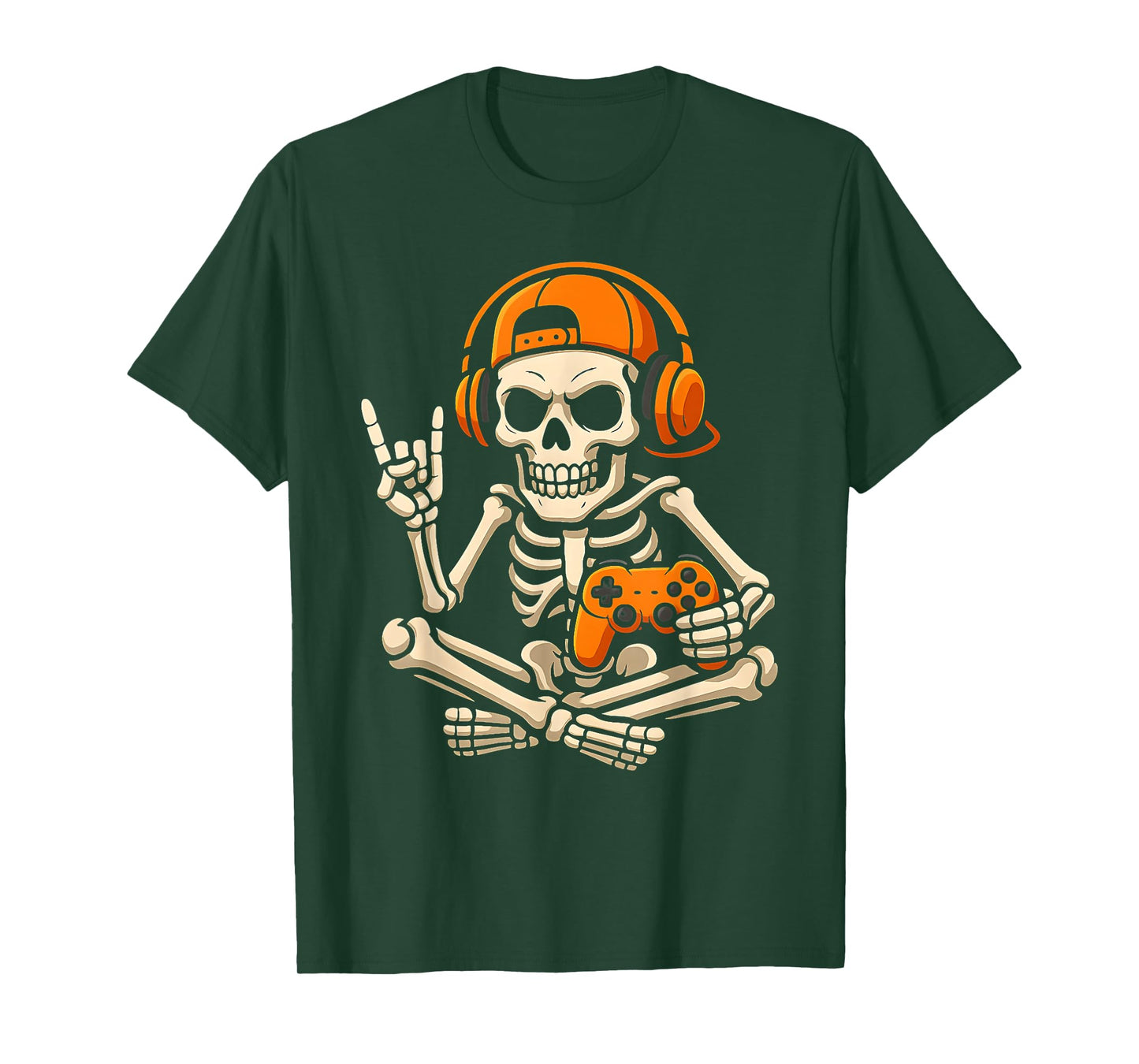 Boys Halloween Skeleton Gamer Video Gaming Teenage Kids Men T-Shirt