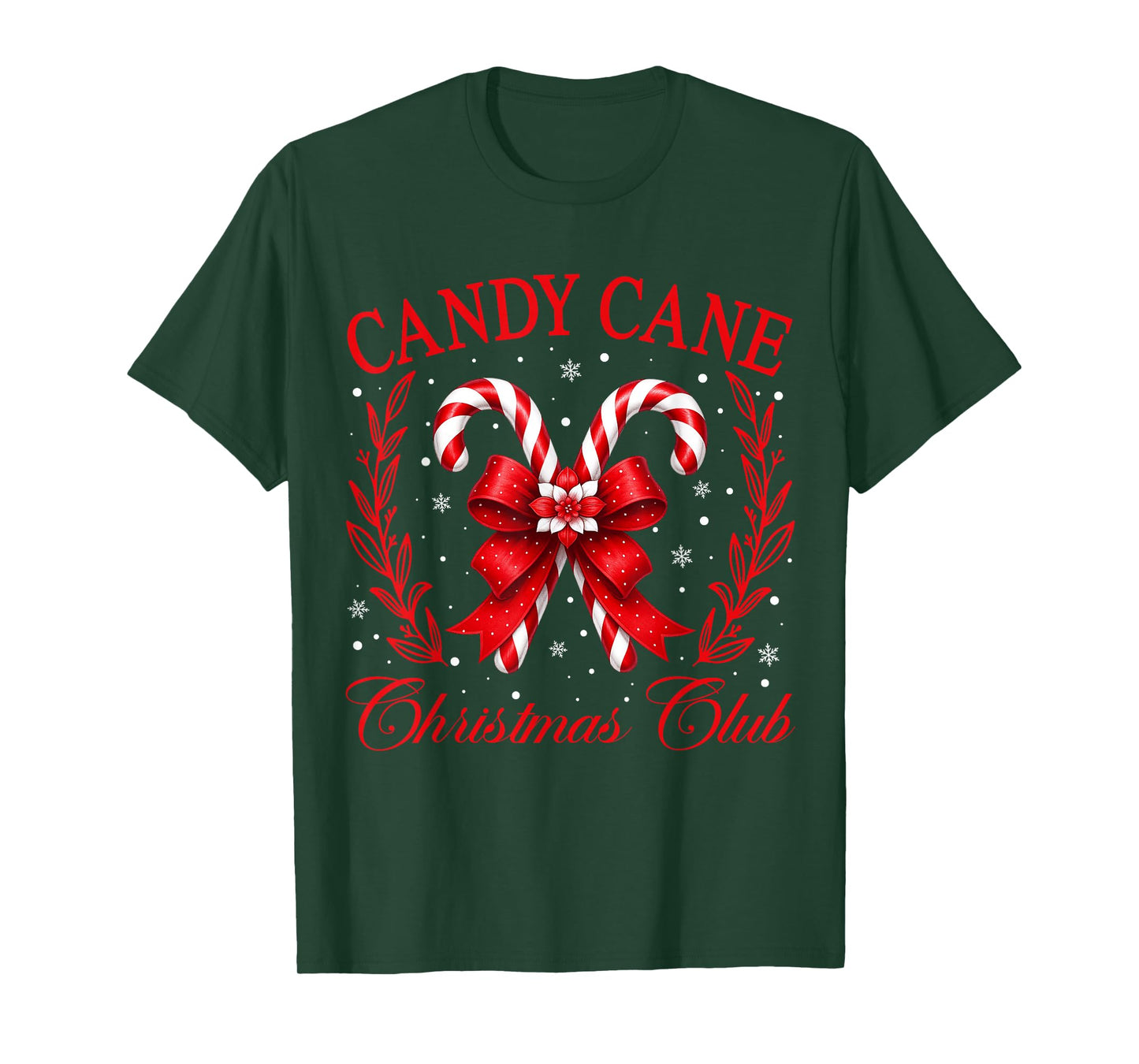 Cute Coquette Bow Candy Lovers Candy Cane Christmas Club T-Shirt
