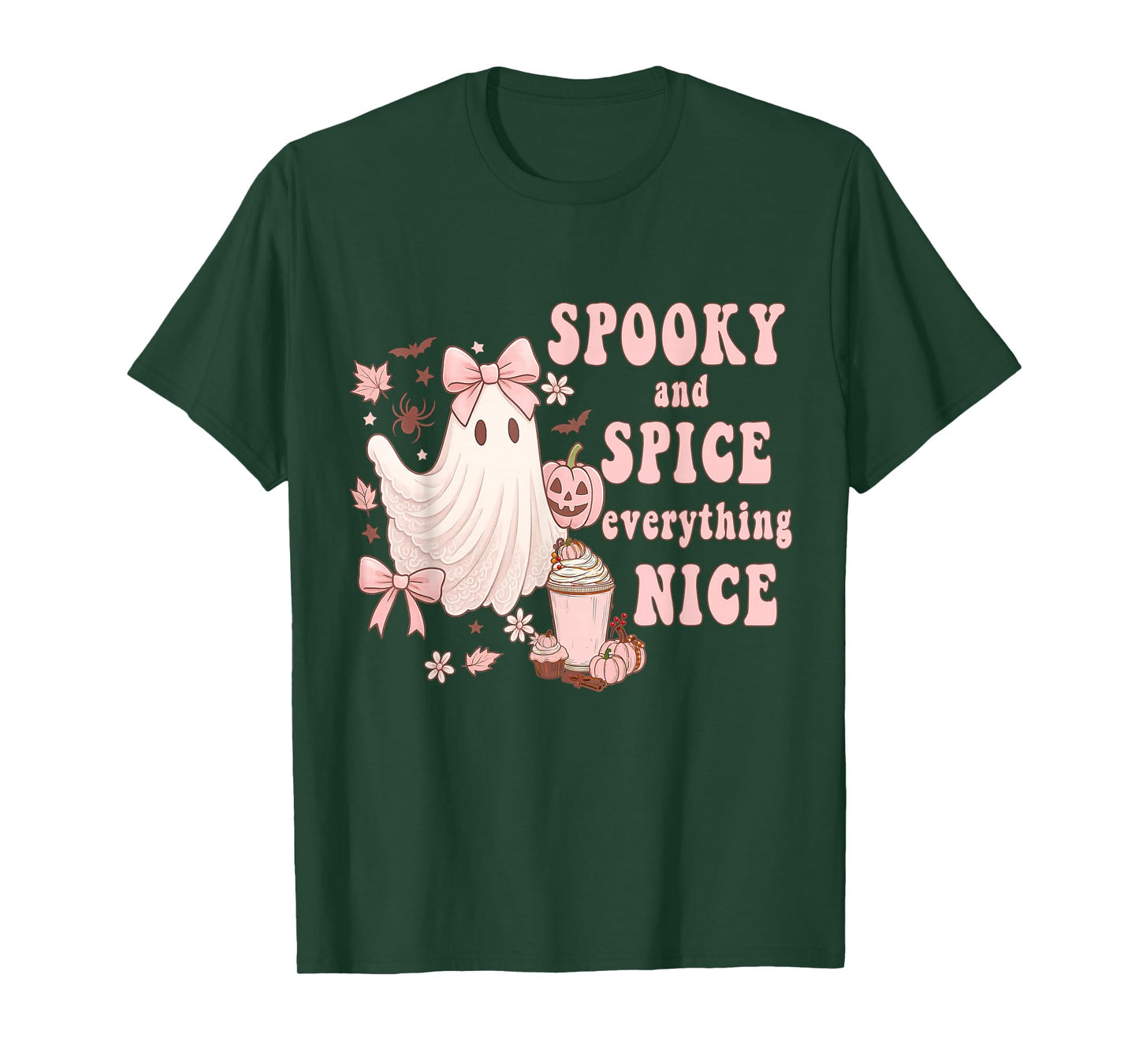 Spooky and Spice Everything Nice Pink Ghost Halloween T-Shirt