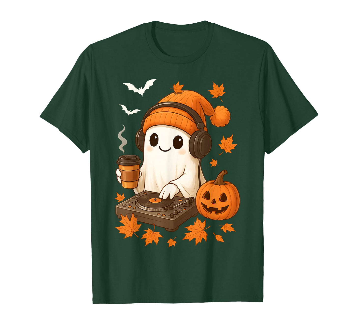 EDM Halloween Music Ghost DJ Rave Cute Beanie Ghost Coffee T-Shirt