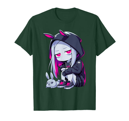 Grunge Goth Bunny Anime Girl Cute E-Girl Edgy Outfit T-Shirt