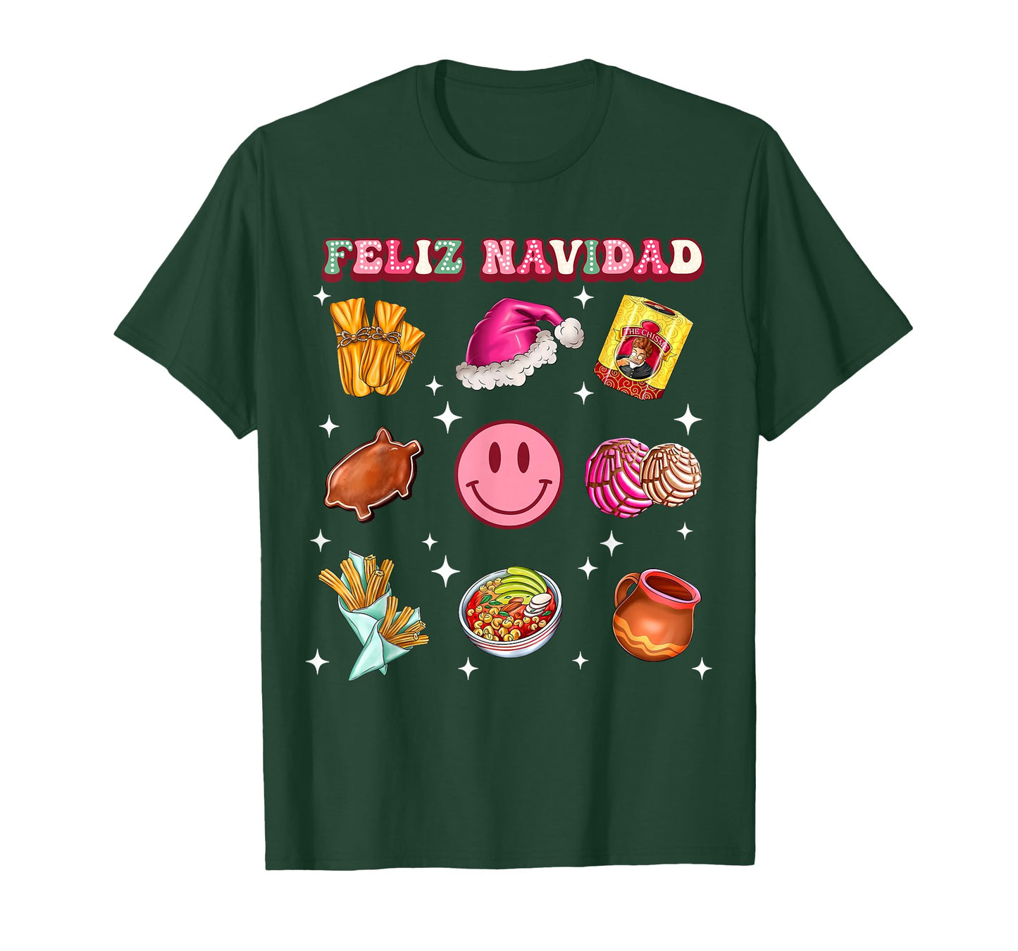 Feliz Navidad Mexican Christmas Mexico Food Men Women Kids T-Shirt