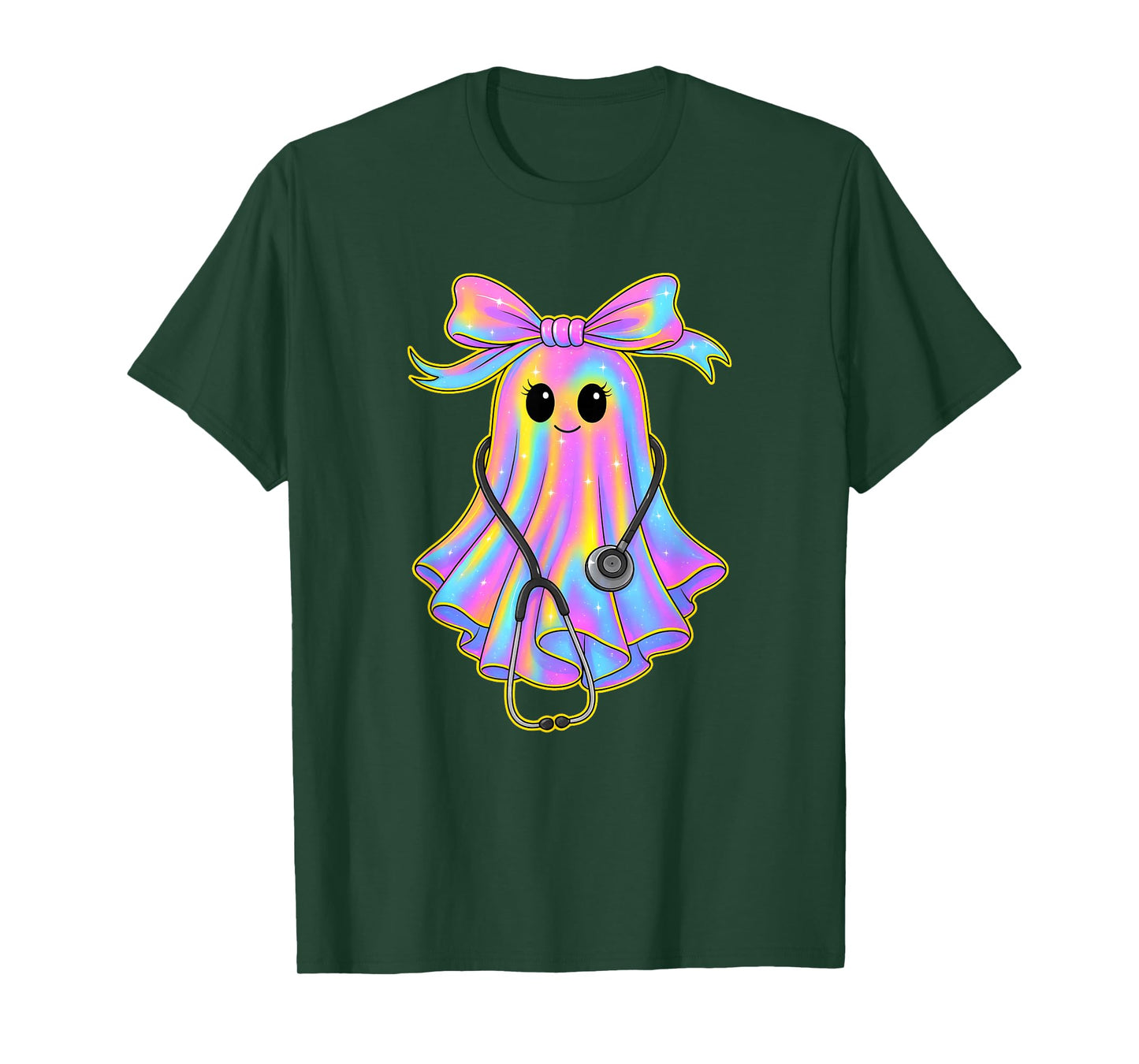 Fun Halloween Ghost for Nurses Medical Staff Coquette Bow T-Shirt