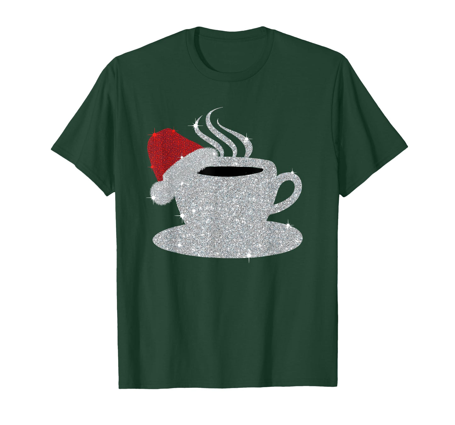 Christmas Hot Coffee Cup Santa's Hat Xmas Holidays Gift Tee T-Shirt