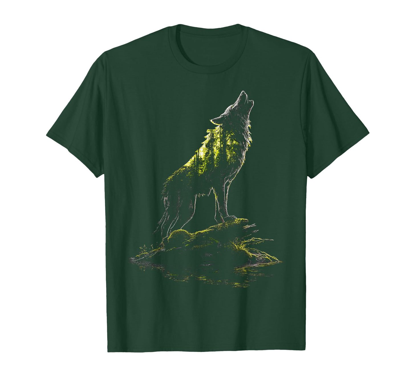 Wolf Wildlife Drawing Nature Plants Art Animal Graphic Wolf T-Shirt