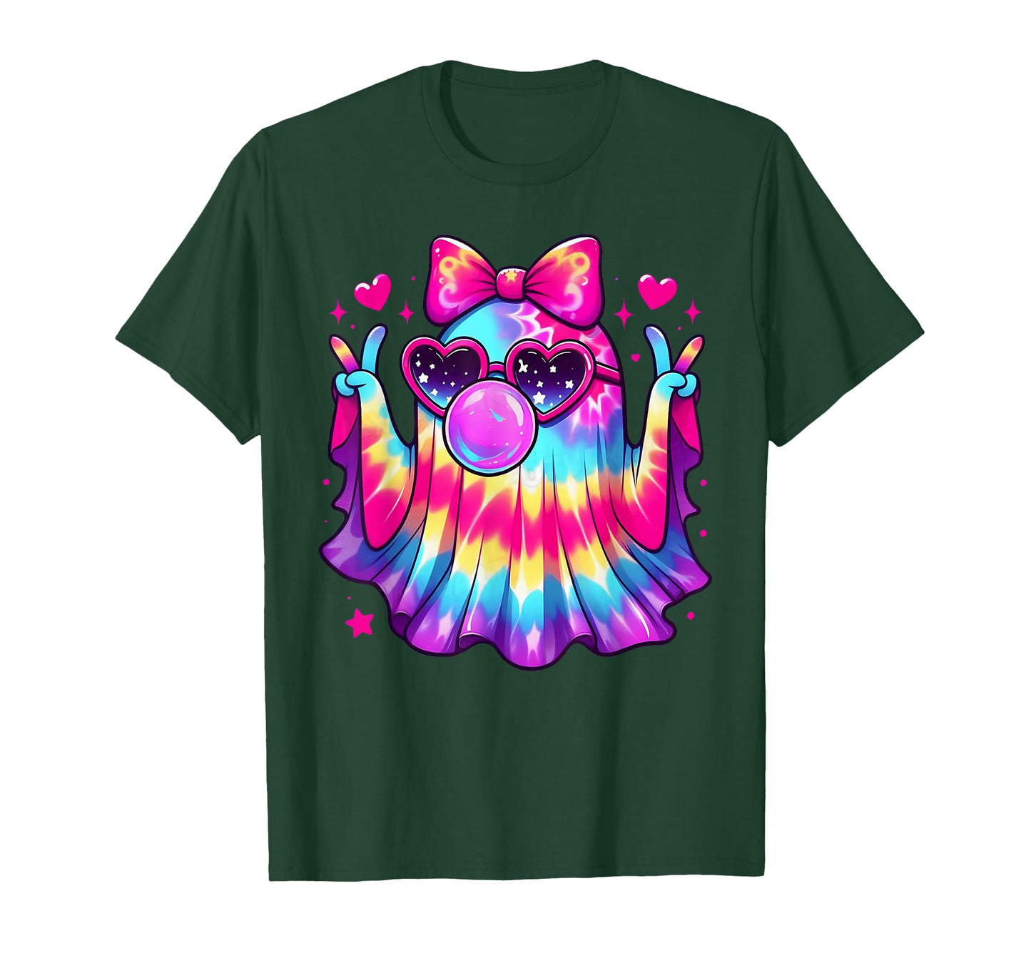 Cute Ghost Bubble Gum Coquette Bow Halloween Costume Women T-Shirt