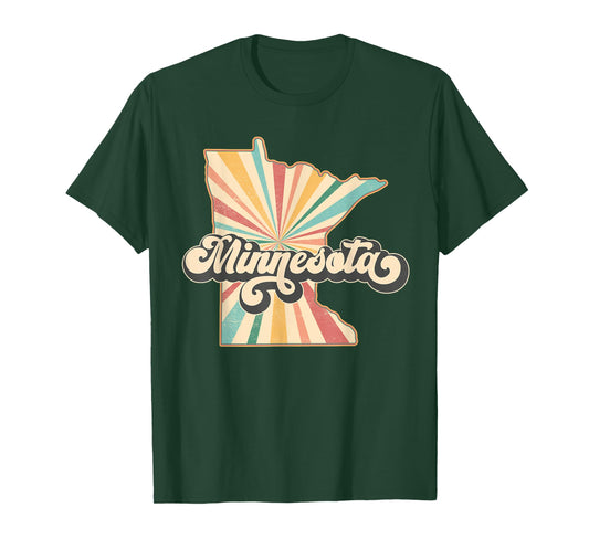 Minnesota State Map - Retro Map Flag Souvenir Men Women Kids T-Shirt