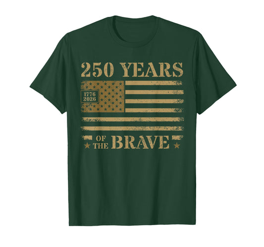250 Quarter Millennium of The Brave Rugged Flag for Men T-Shirt
