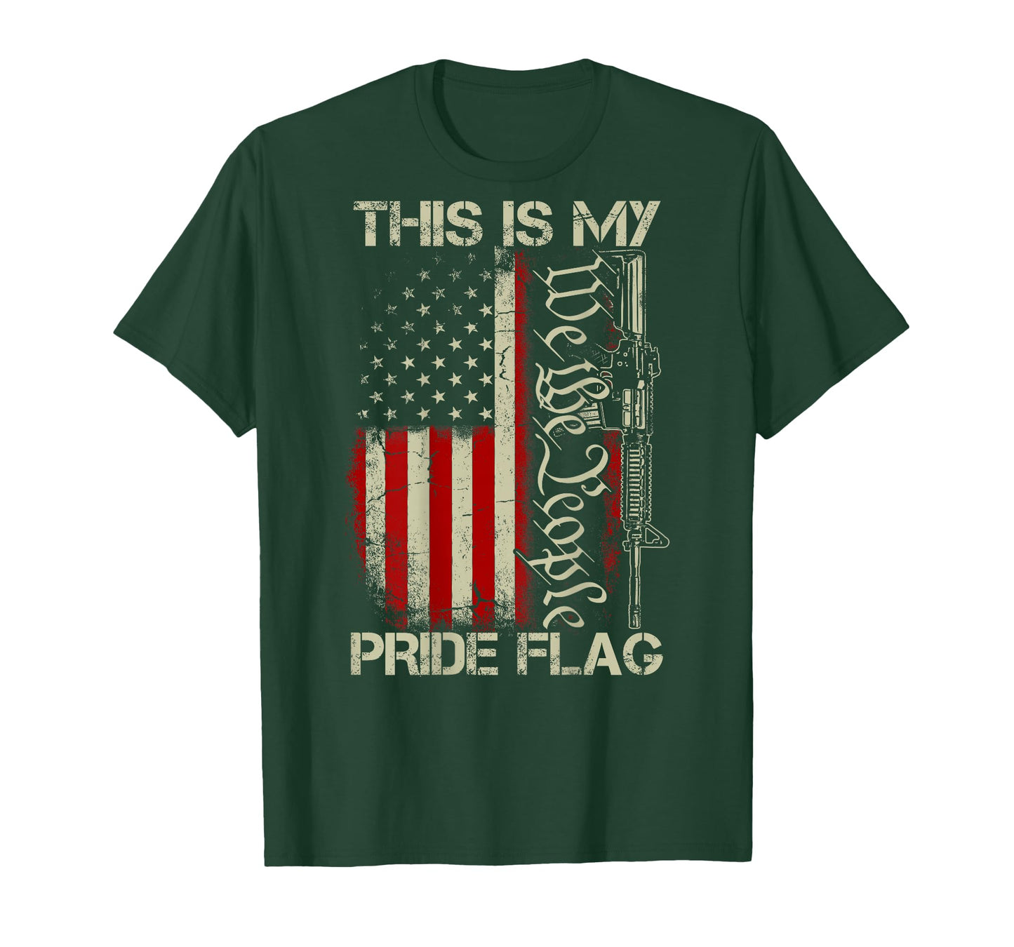 This is My Pride Flag USA Patriots Gun American Flag on Back T-Shirt