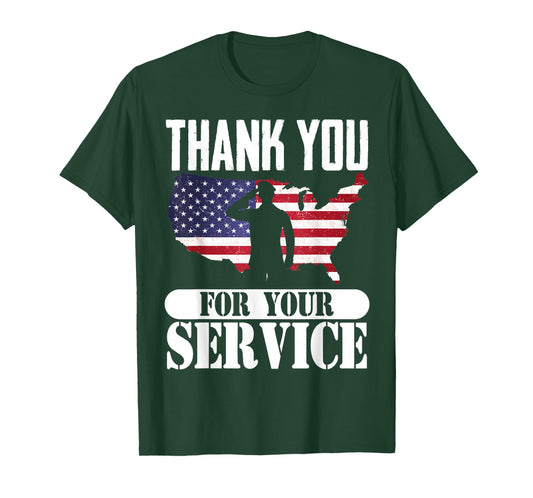 Thank You for Your Service Patriotic Veterans Day T-Shirt Small