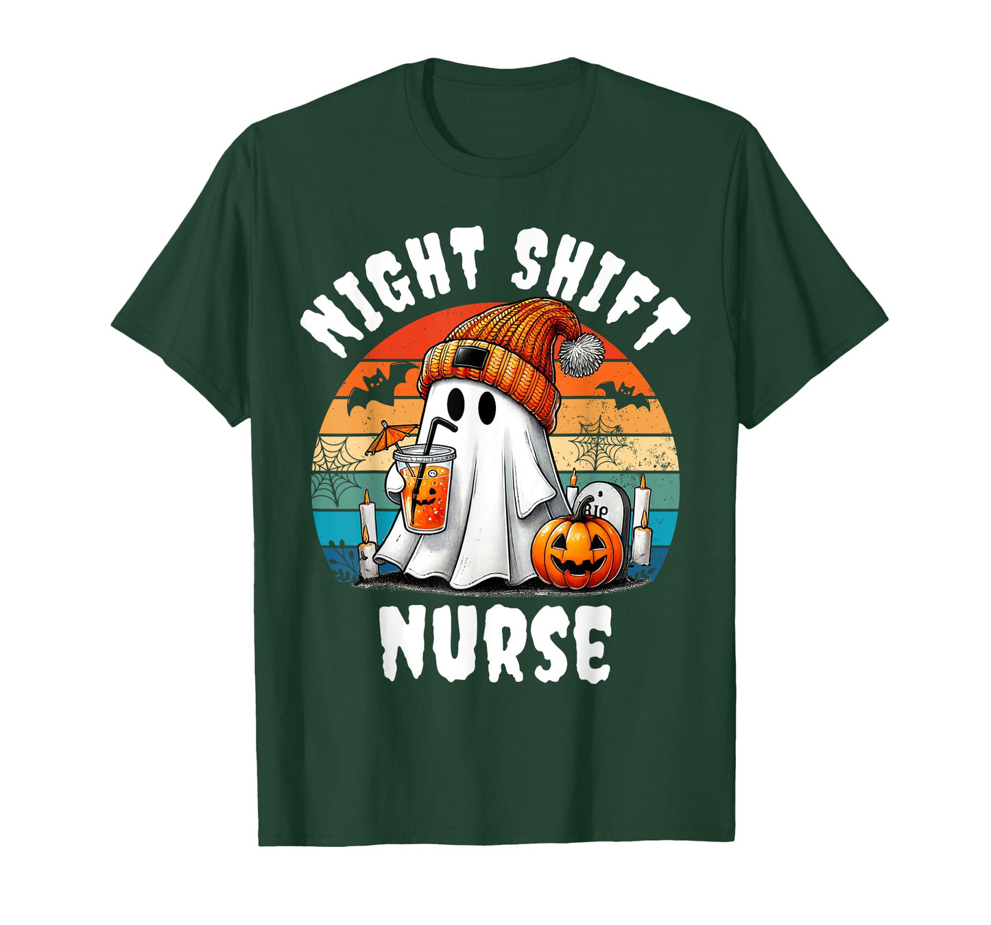 Funny Night Shift Nurse Ghost Boo Halloween RN Nurses Coffee T-Shirt