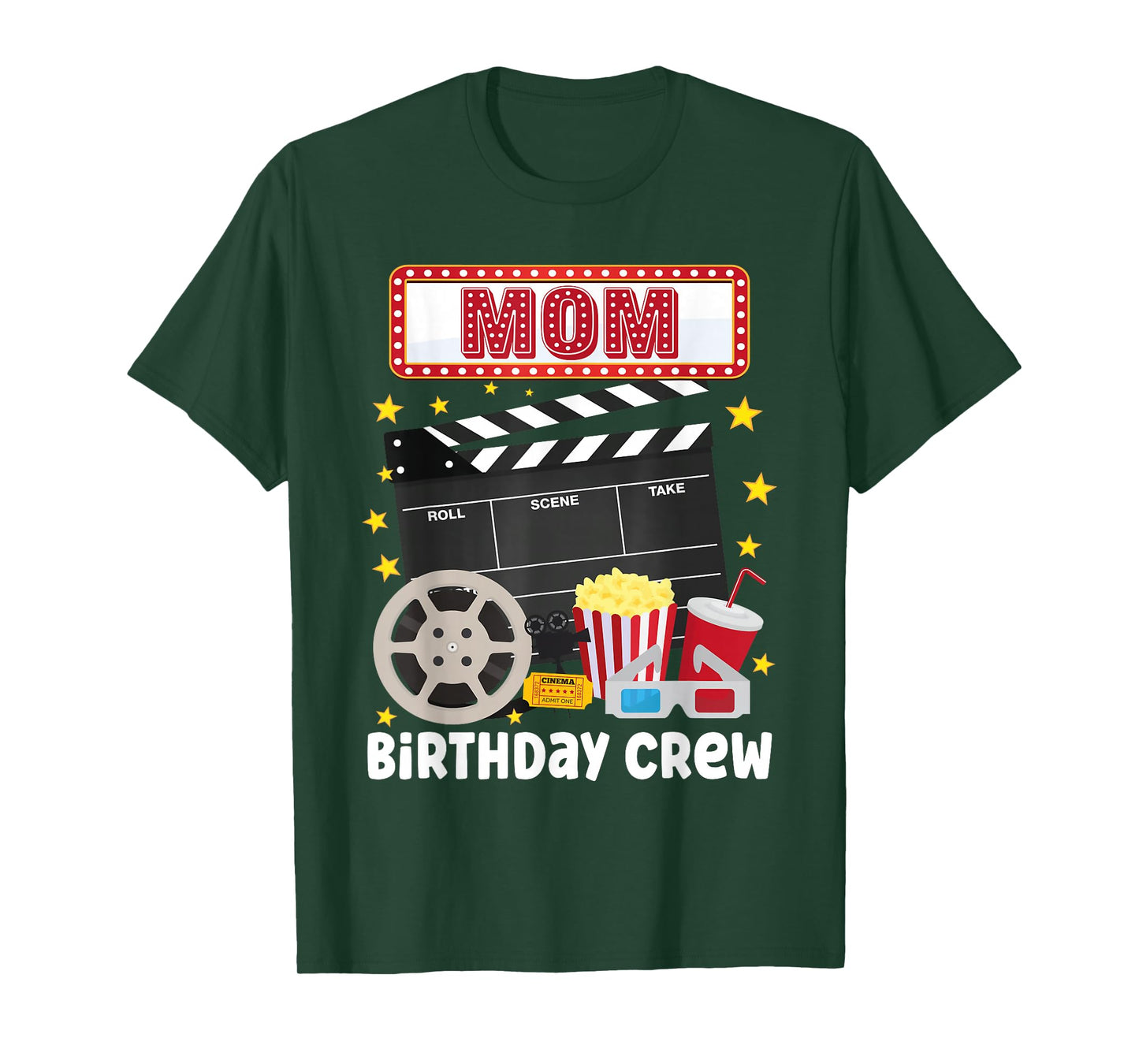 Mom Birthday Crew Movie Night Theme Matching Party T-Shirt