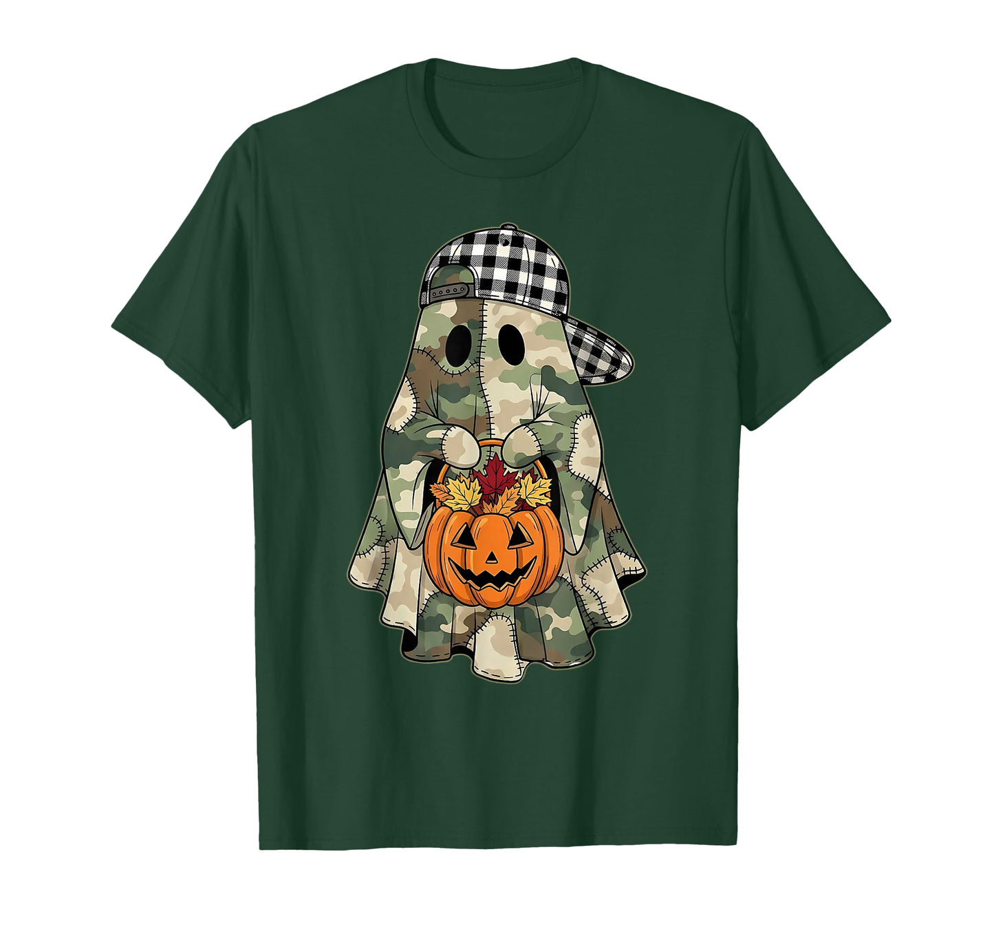 Camo Ghost Candy Hunter Halloween Spooky Dude Funny Boys Kid T-Shirt