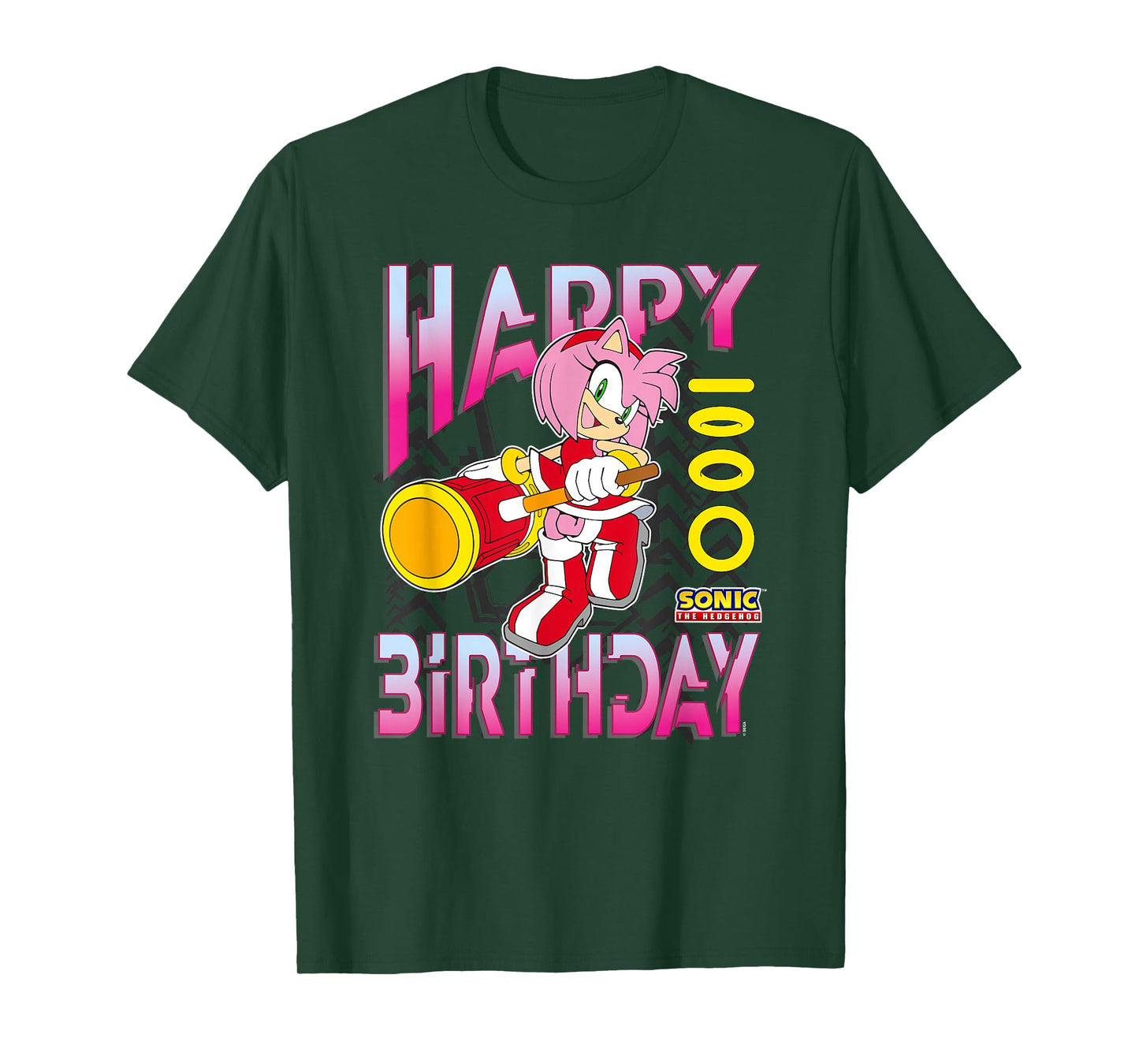 Sonic The Hedgehog Happy Birthday Amy Grid Chest Poster T-Shirt