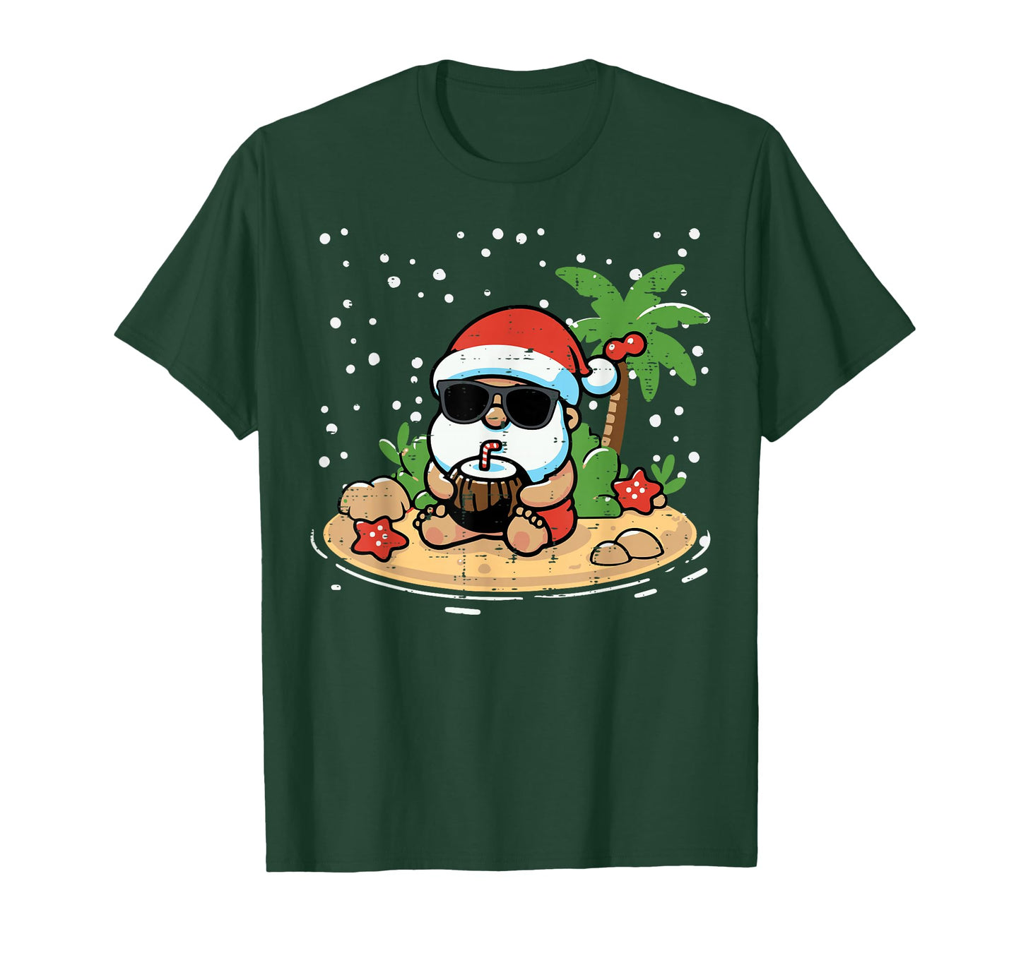 Christmas Santa Beach Xmas Tropical Hawaii Men Women Kids T-Shirt