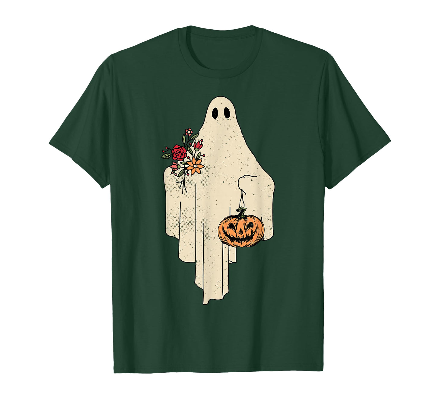 Vintage Floral Ghost Cute Halloween Costume Funny Graphic T-Shirt