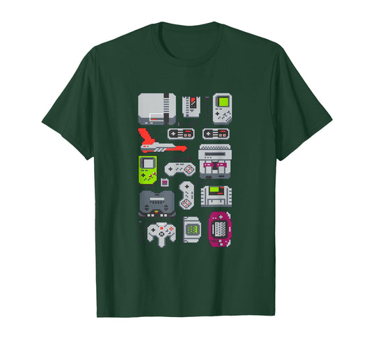 8 Bit Vintage Gaming Consoles T-Shirt