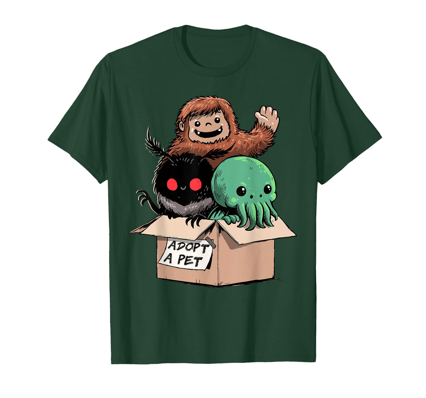 Adopt A Pet Shirt Creepy Monsters Bigfoot Mothman T-Shirt
