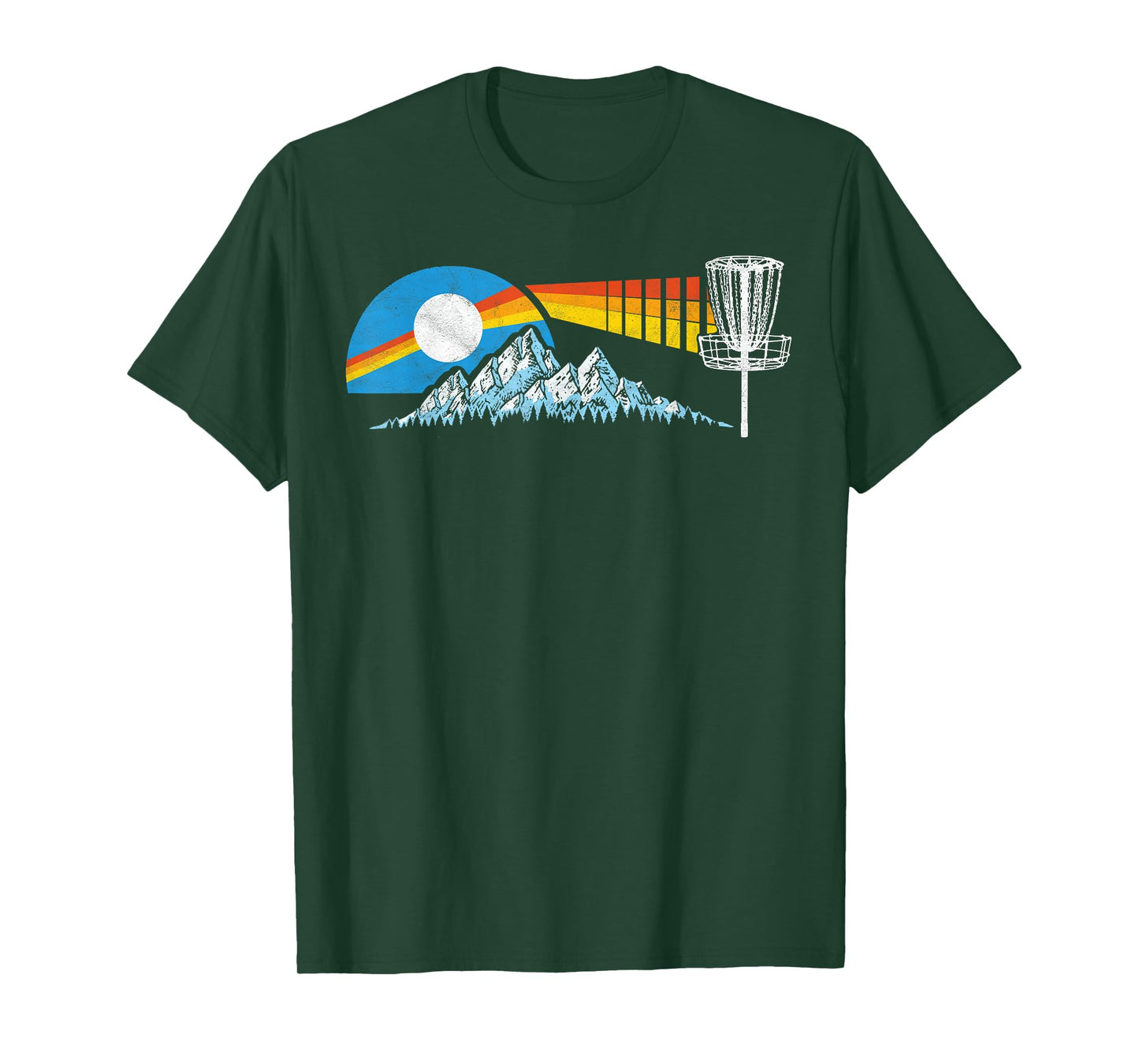 Disc Golf Distressed Mountains & Sun 80s Vintage T-Shirt