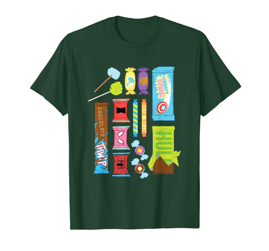 Marvel Classic Halloween Super Hero Candy Assortment Retro T-Shirt