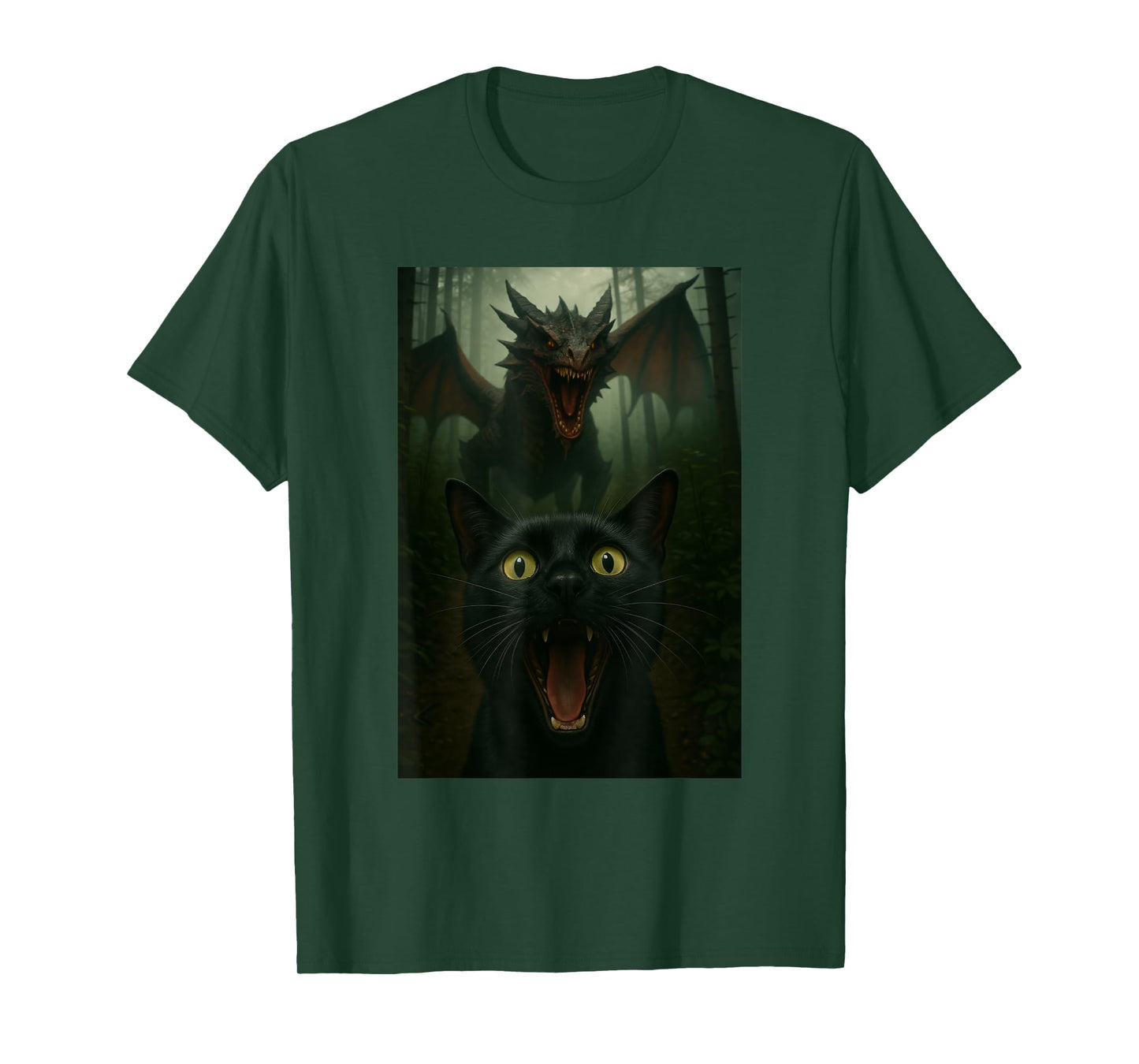 Black Cat Selfie With Dragon Funny T-Shirt