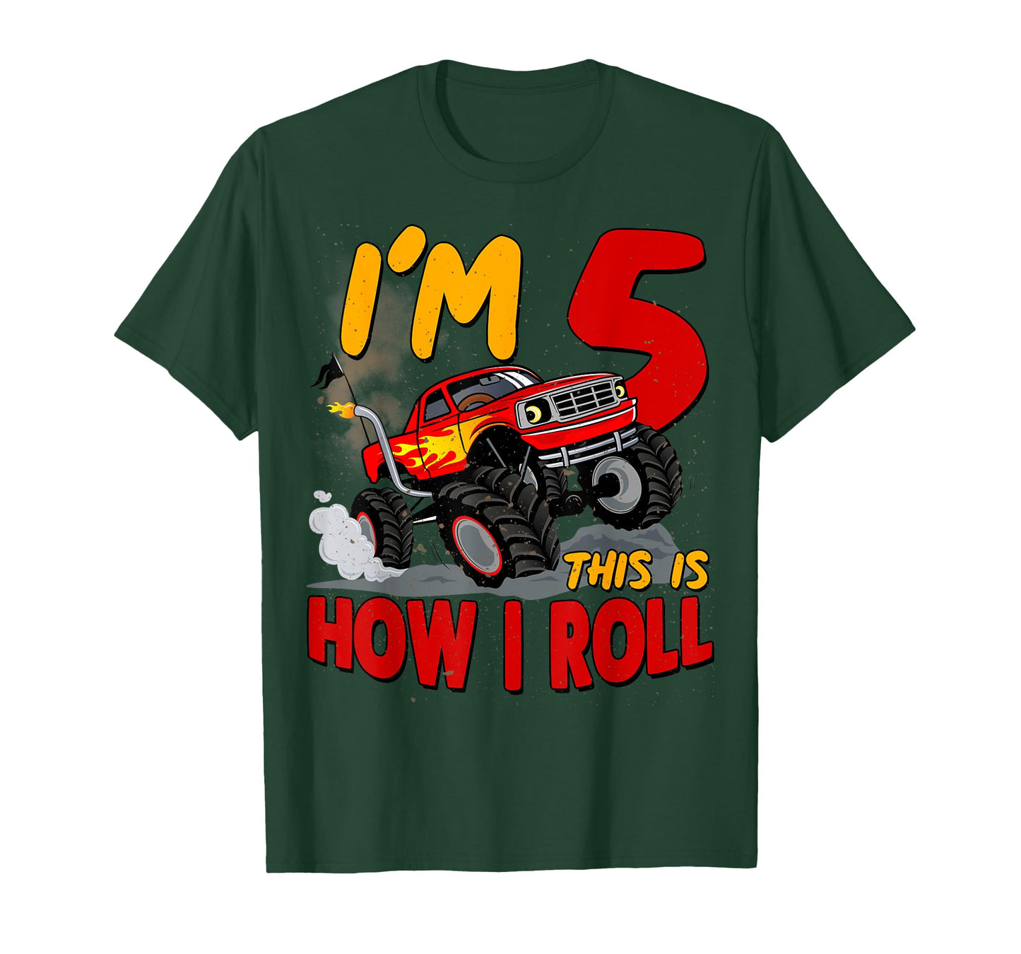 5th Birtdhay T Shirt Monster Truck 5 Years Old Boy Gift T-Shirt