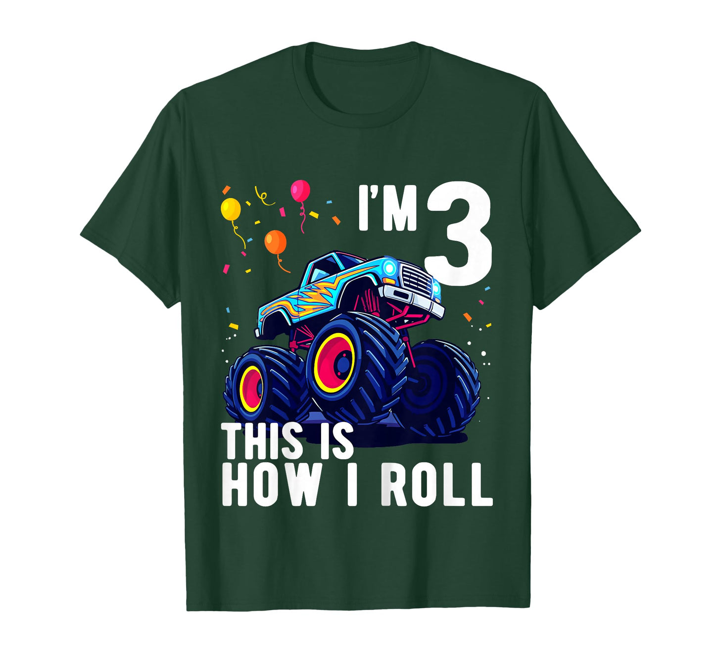 Kids Birthday Monster Truck 3 Year Old Boy 3rd Birthday Party T-Shirt