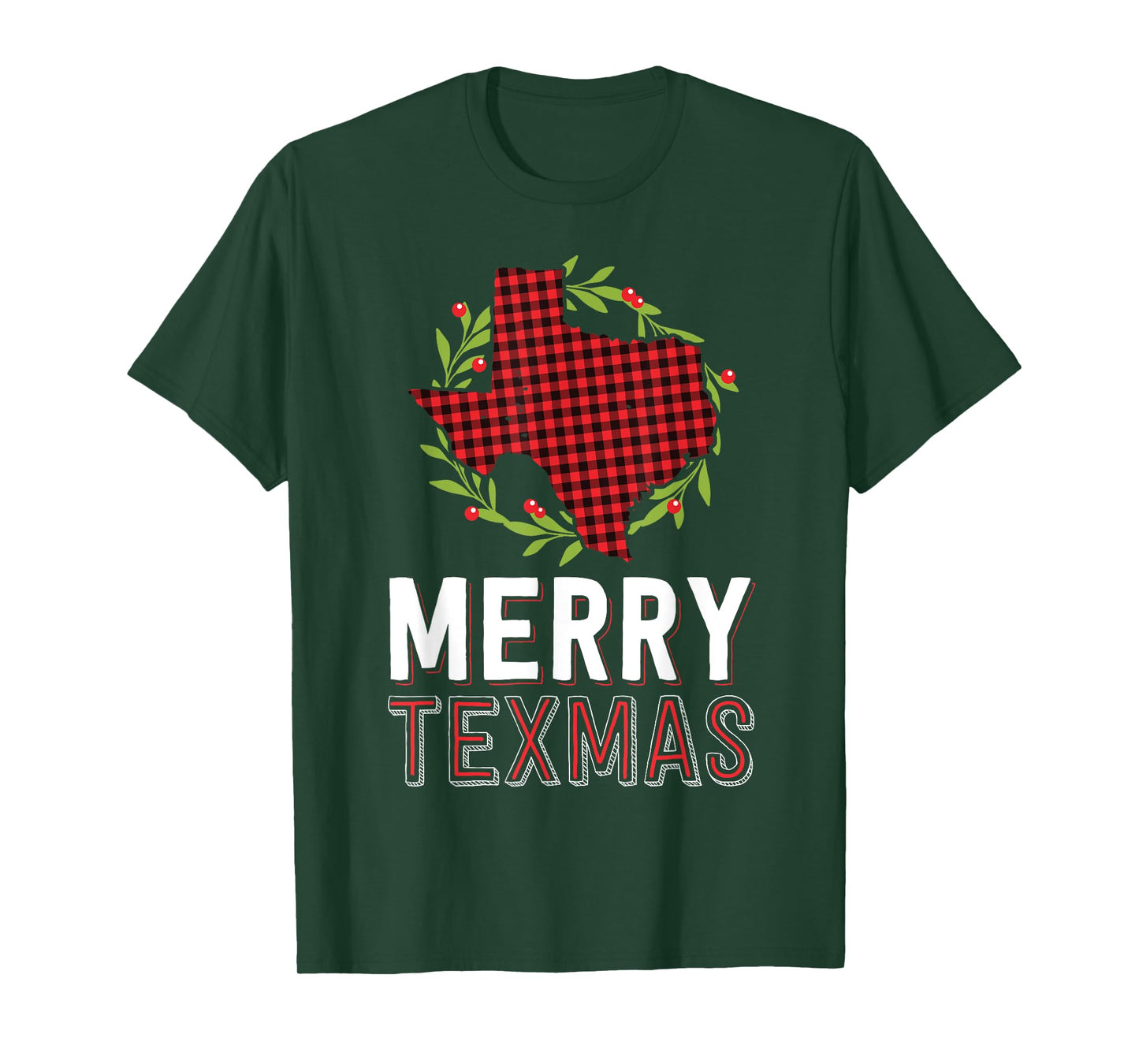 Merry Texmas Texas Yall Red Buffalo Plaid Family Christmas T-Shirt