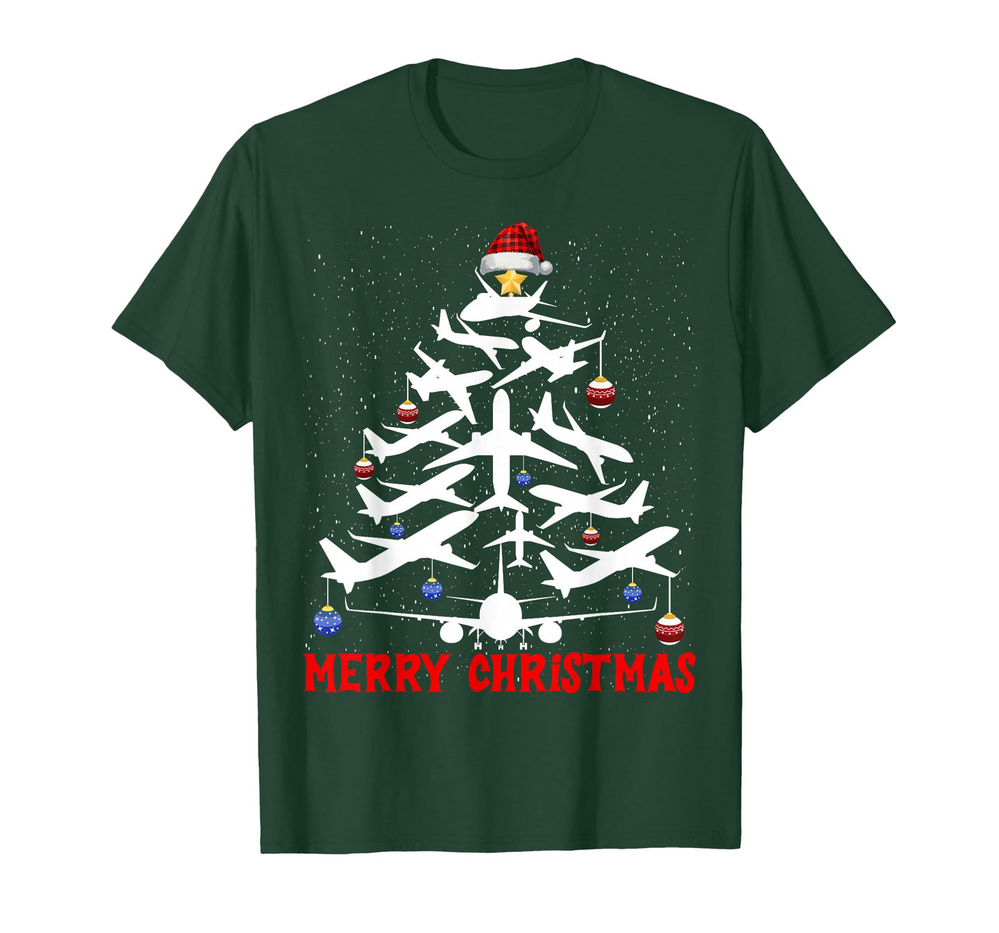Christmas Tree Airplanes Pilots Merry Christmas Men Boys T-Shirt