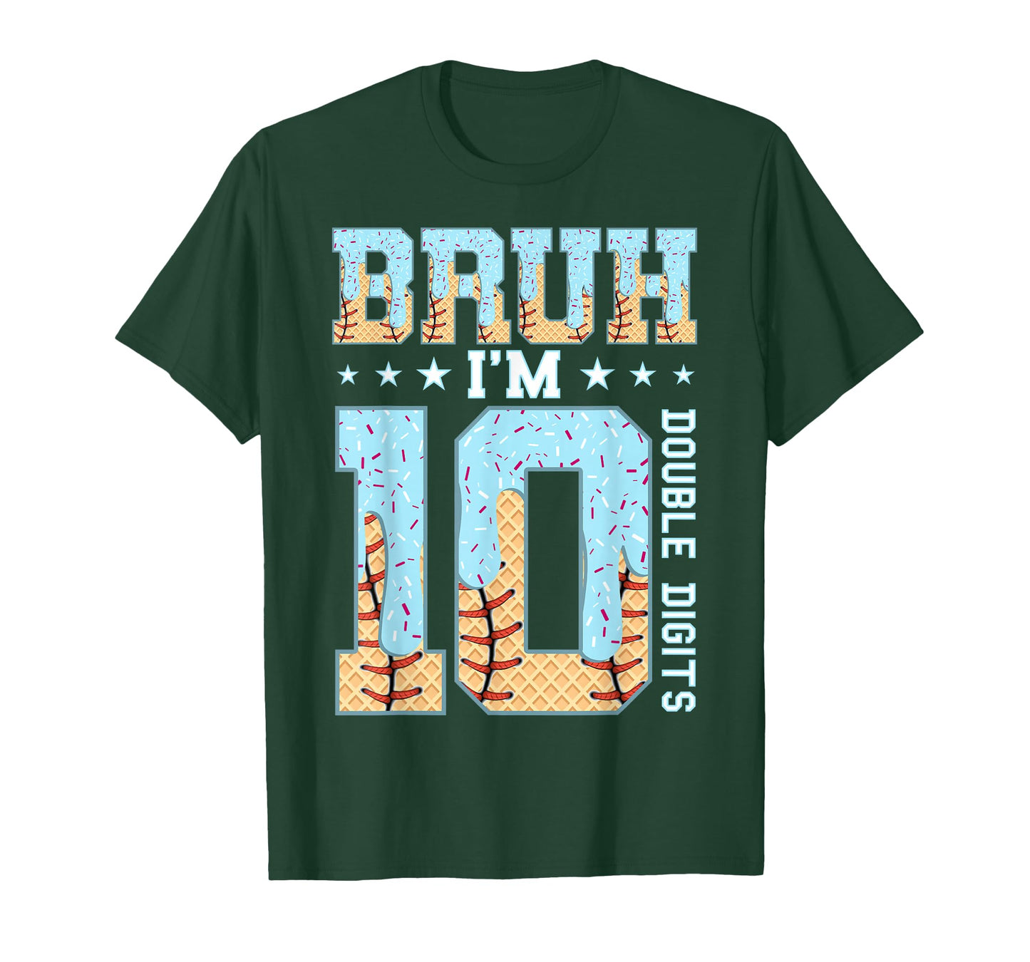 10th Birthday Boy Ice Cream Baseball Drip 10 Year Old Boys T-Shirt