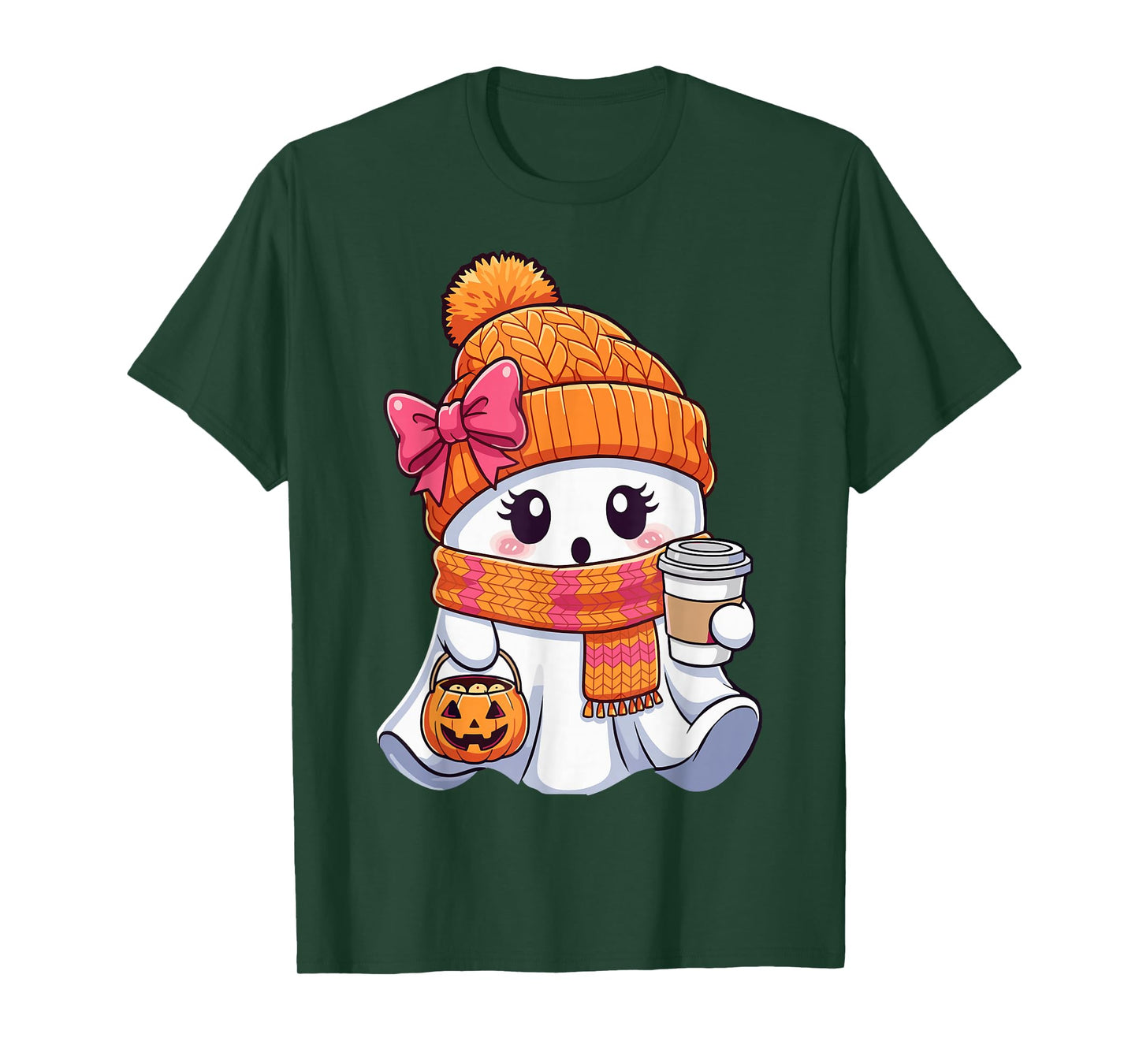 Cute Halloween Ghost Coffee Autumn Pumpkin T-Shirt