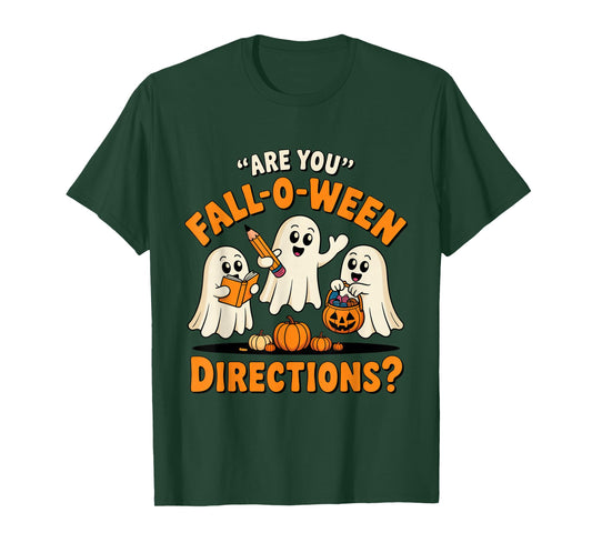 Retro are You Fall O Ween Directions Teacher Halloween Ghost T-Shirt
