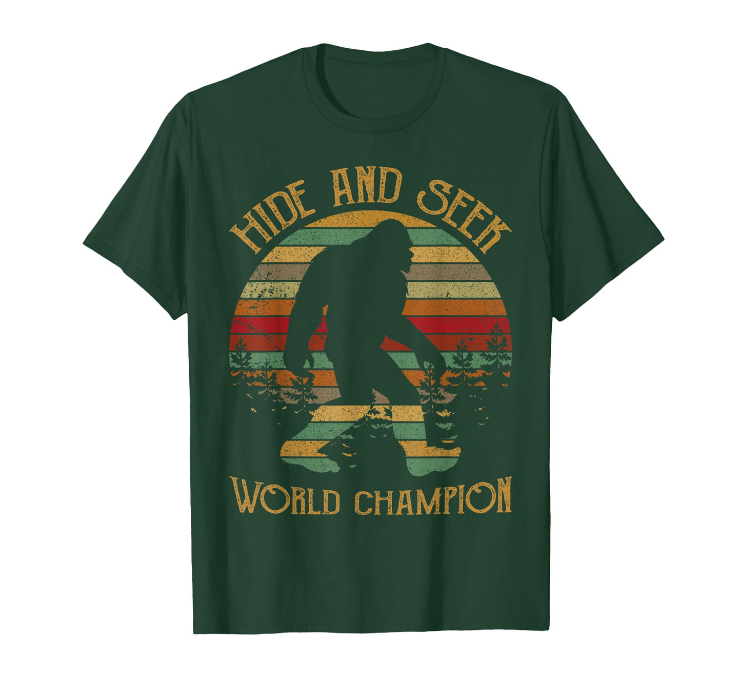Retro Vintage Bigfoot Yeti Sasquatch Hide And Seek Tee Shirt T-Shirt